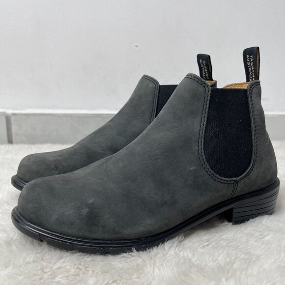 Blundstone Women's Grey Black Ankle Leather Boot Slip On Shoes Size 7.5 US - Picture 1 of 15